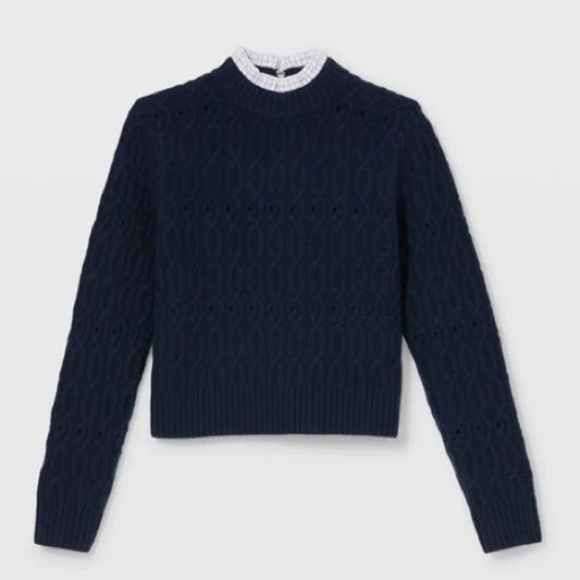 NWT Club Monaco Pointelle Cable Wool Sweater size XL - Picture 4 of 12